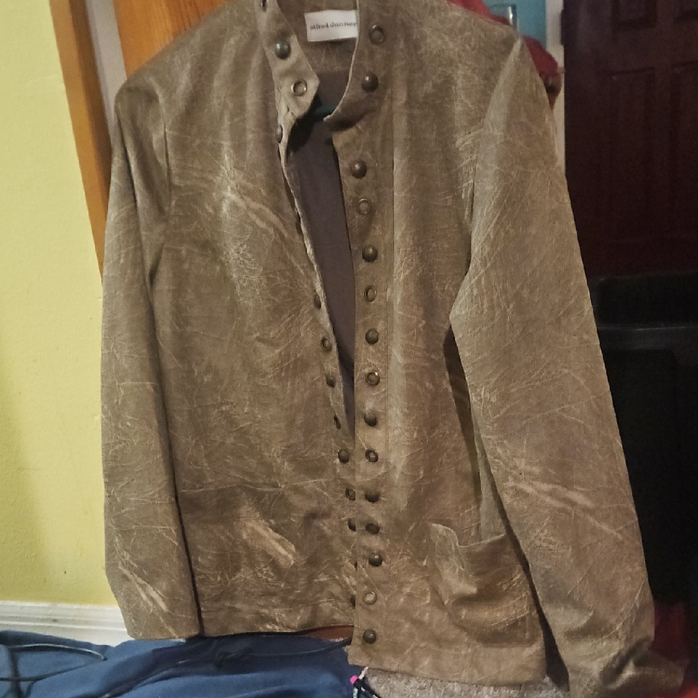 Alfred Dunner Olive Green Button-Front Blazer